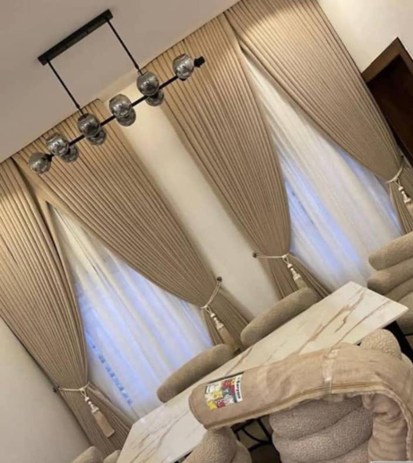 Warm luxury curtain installation